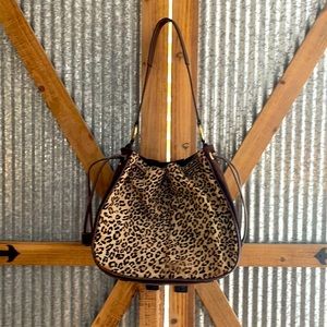 Pony hair leopard print purse
